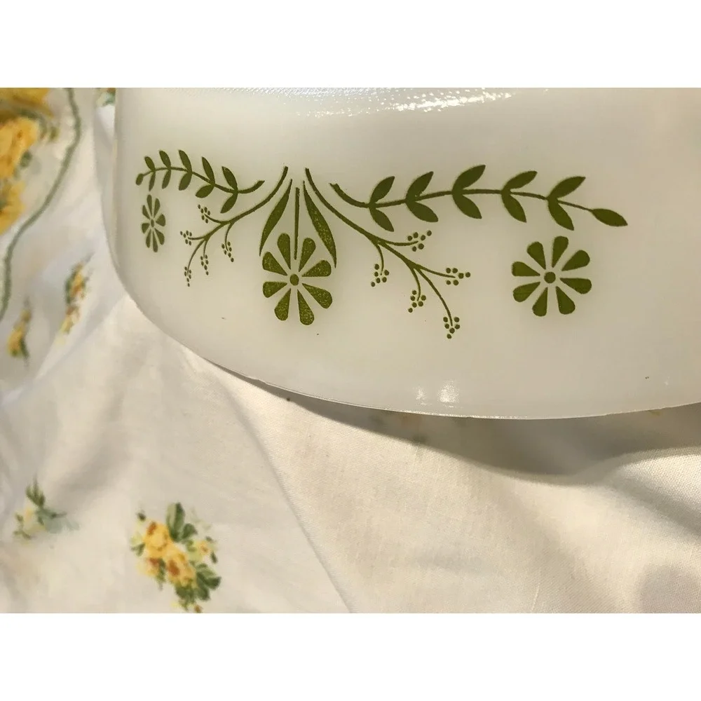 Vintage Glasbake Green Daisy Divided Casserole Dish - Mid‎ Century USA - Picture 4 of 5